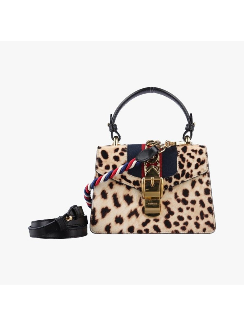 Gucci Sylvie Multicolor Calf Hair Leather Shoulder Bag